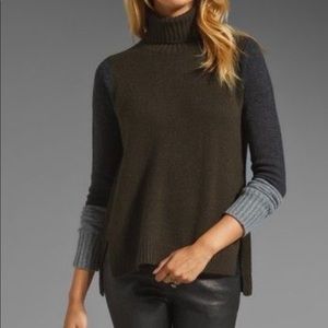 VINCE // Colorblock Wool Cashmere Turtleneck Sweater